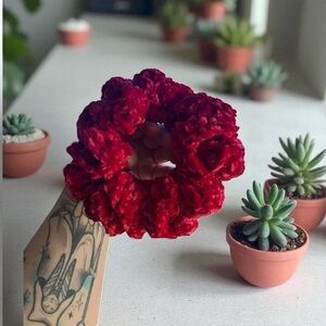 Red Crochet Hair Scrunchie
